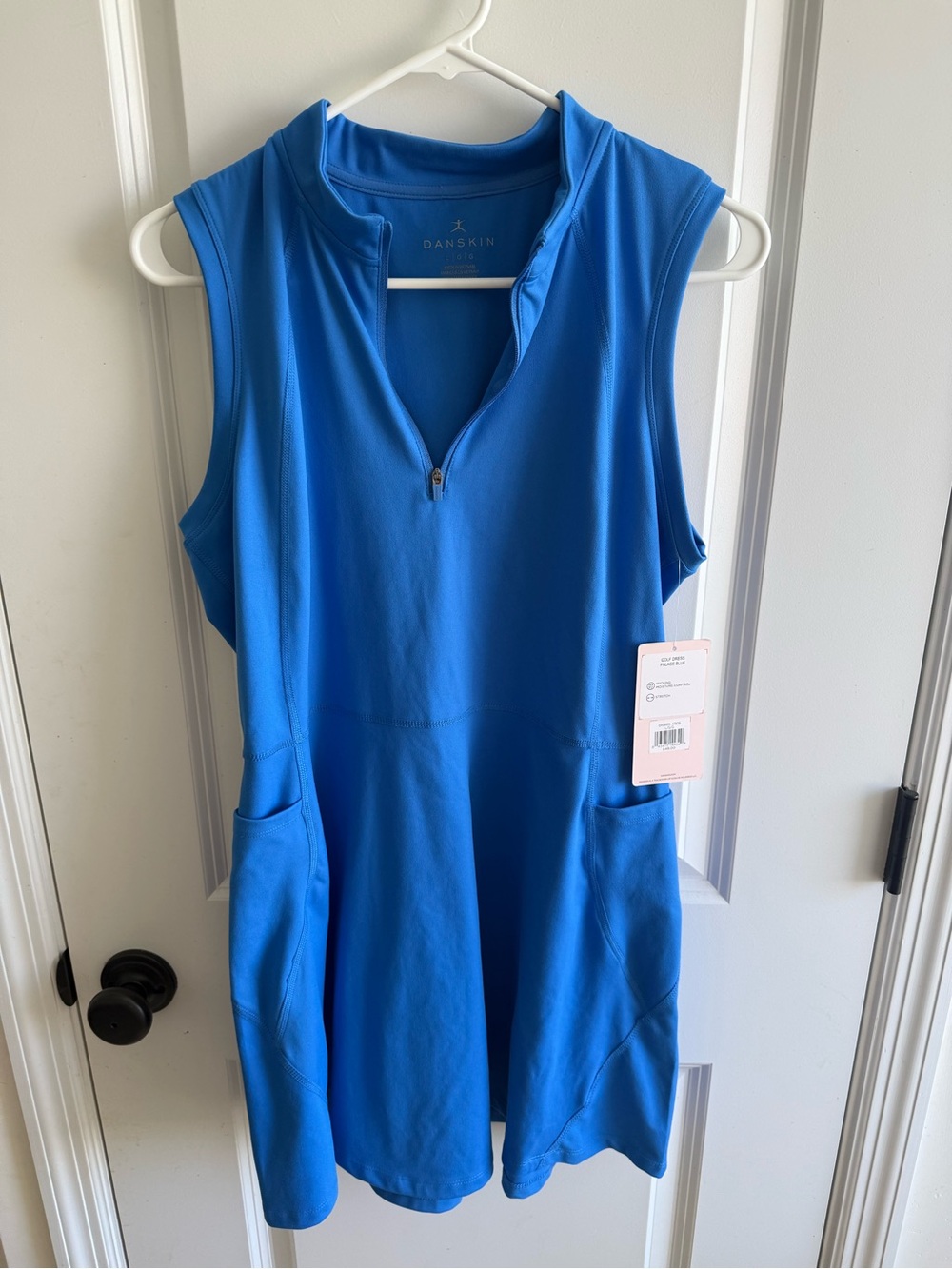 Danskin Palace Blue Sleeveless Golf Dress with Zip and Pockets